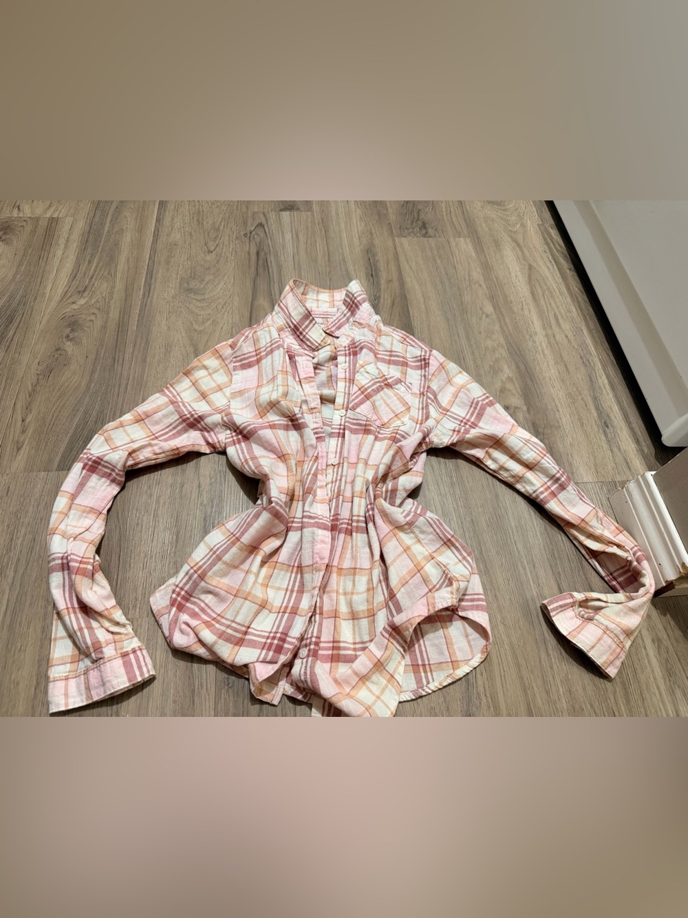 Women’s Pink Plaid Button-Up Shirt